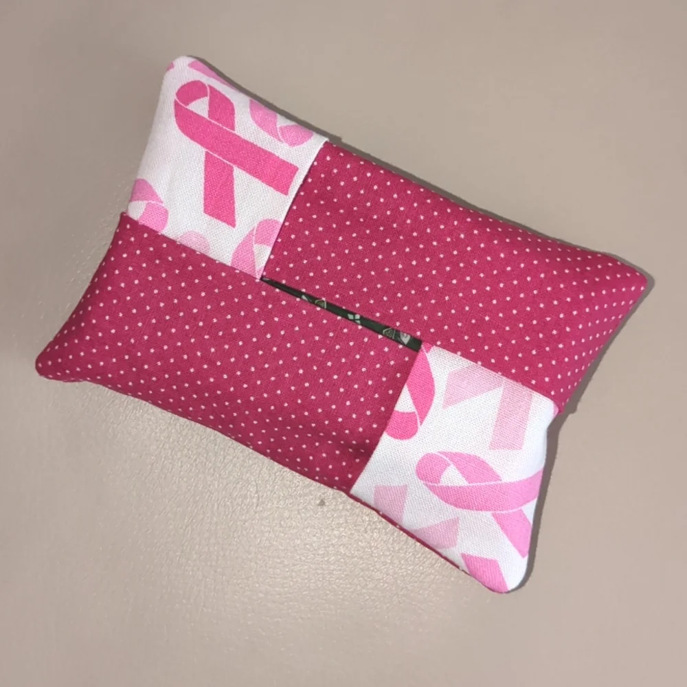 Facial Tissue Pocket Holder Handmade Cover Dispenser Breast Cancer Awareness